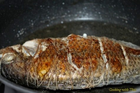 Pan roasting Shrimp stuffed Tilapia