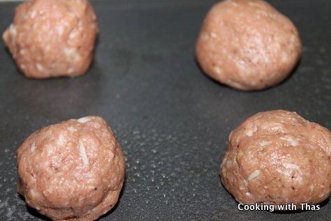 beef balls getting into oven