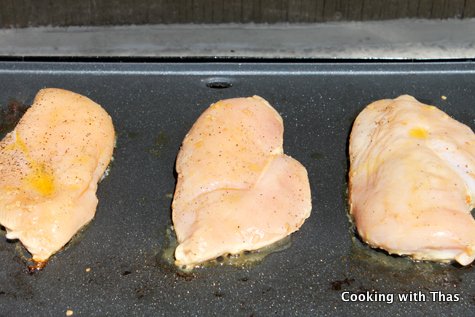 chicken- cooking on griddle