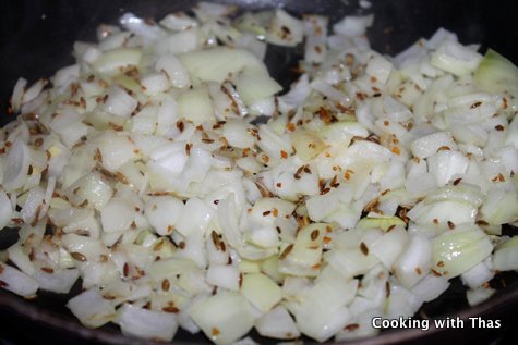 onion sauteing