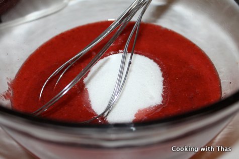 strawberry puree and sugar