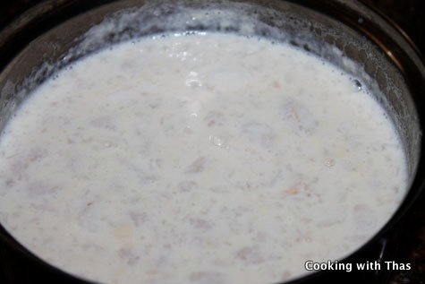 making-tender coconut pudding