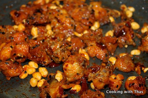 making peanut sesame chicken