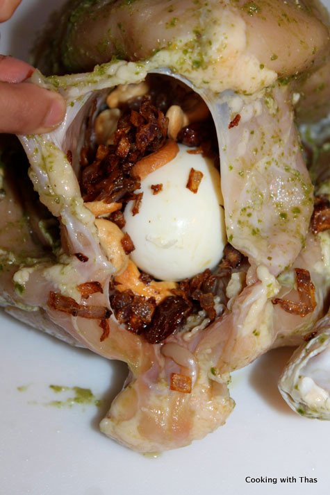 stuffing the whole chicken