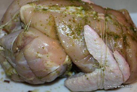 whole chicken nicely tied up