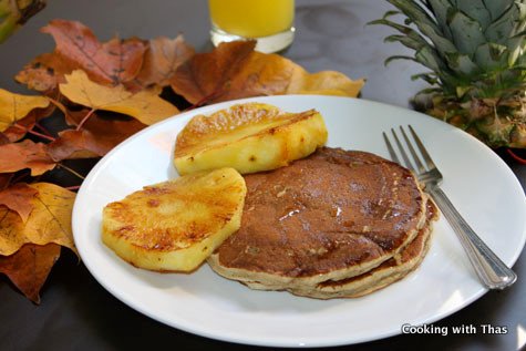 banana wheat pancake drizzled with honey
