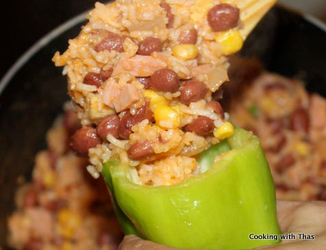 stuffing banana peppers