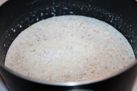 making-oats coffee pudding